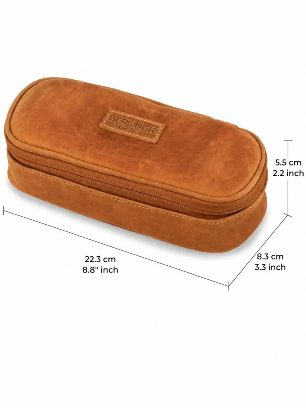 Berliner Bags “Felix” Leather Pencil Case – Vintage Brown Vegetable-Tanned Goat
